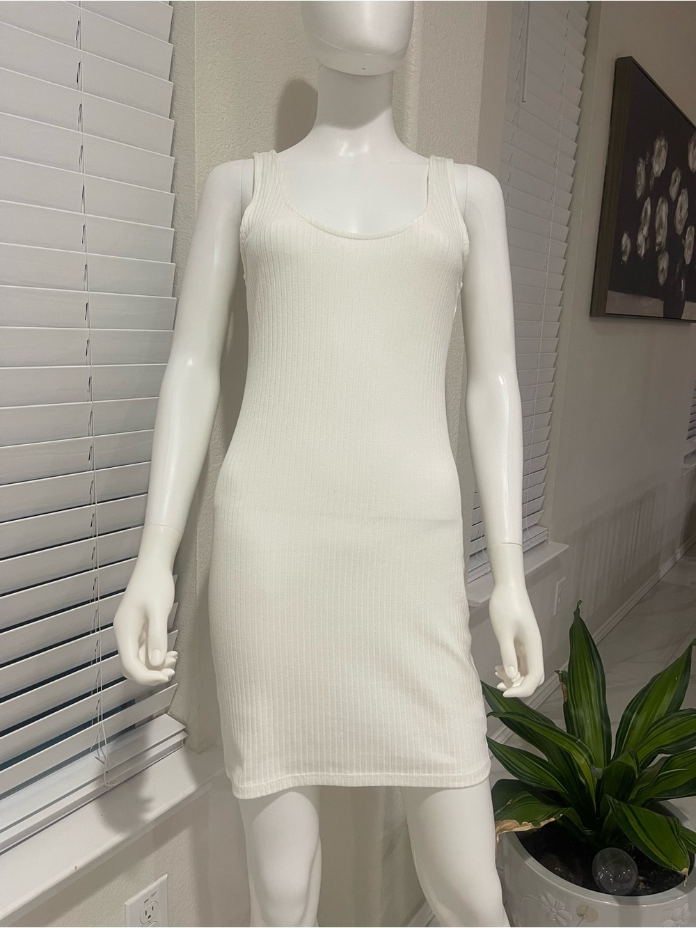 Forever 21 White Ribbed Tank Mini Dress